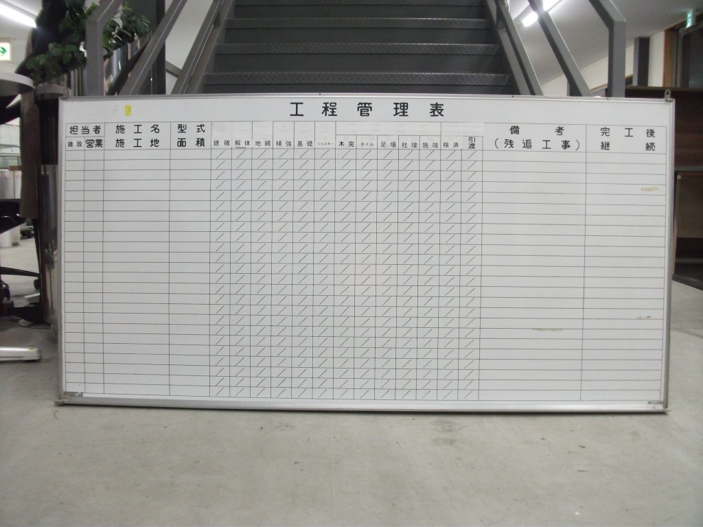壁掛けホワイトボード　工程管理表（WB-17）